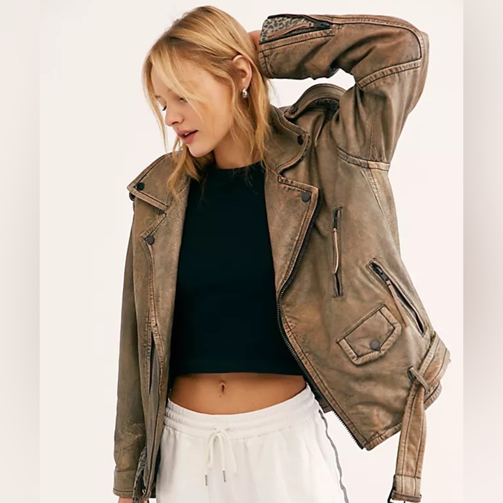 Free People Over You Moto Leather Jacket